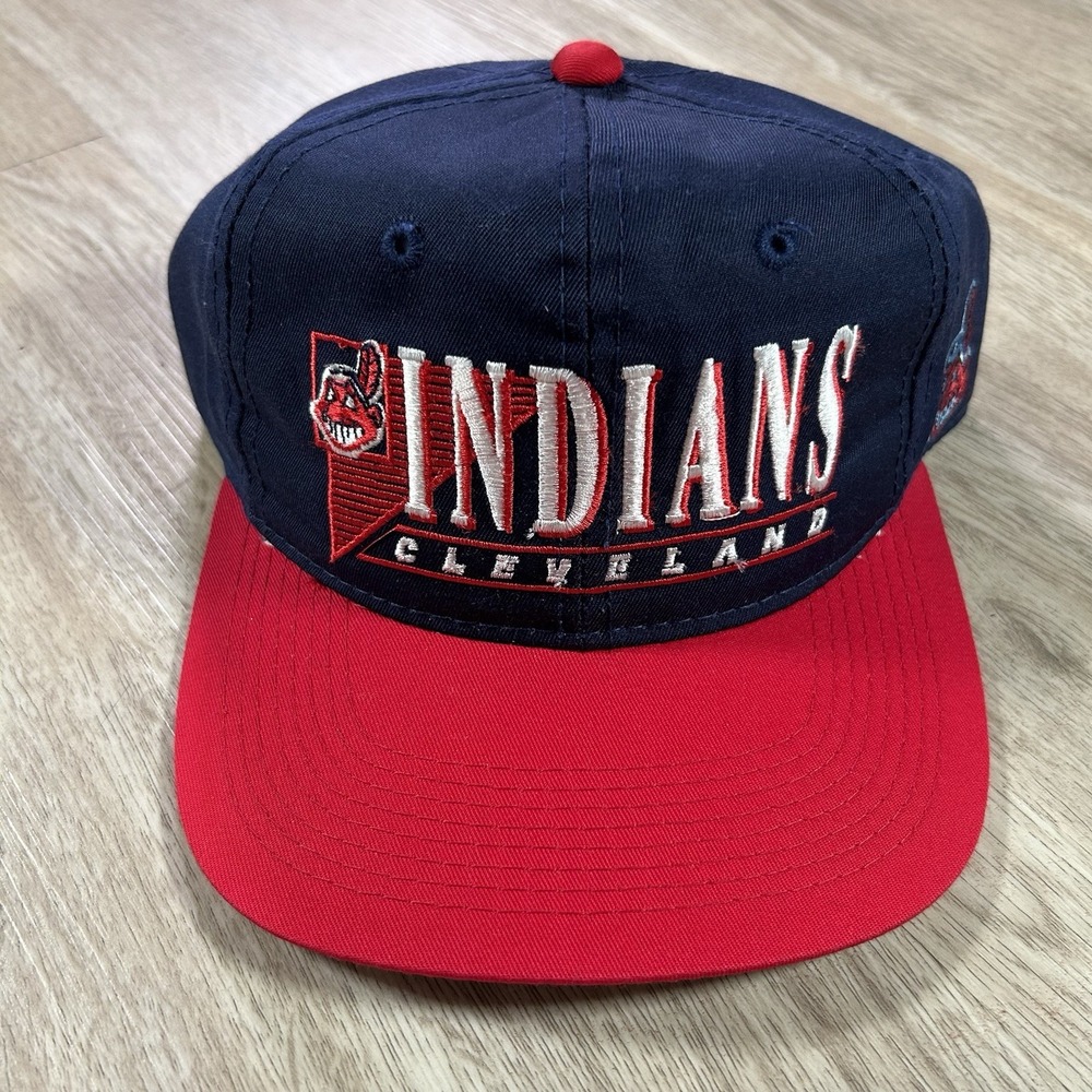 VTG Cleveland Indians Snapback Hat MLB Baseball Youngan Triangle Blue Cap